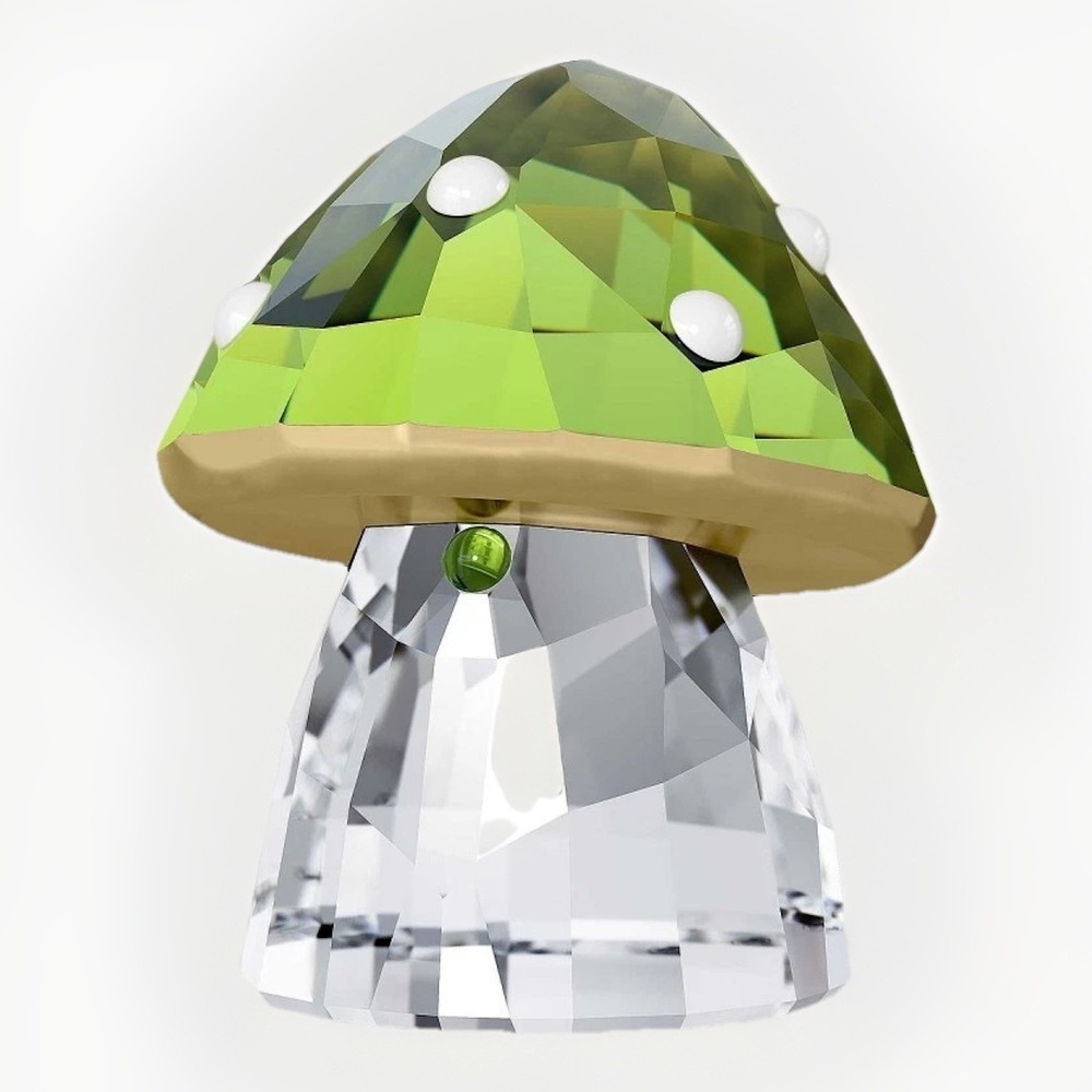 Swarovski Holiday Cheers Green Mushroom Crystal #5627098 New in Box 1.5 inches